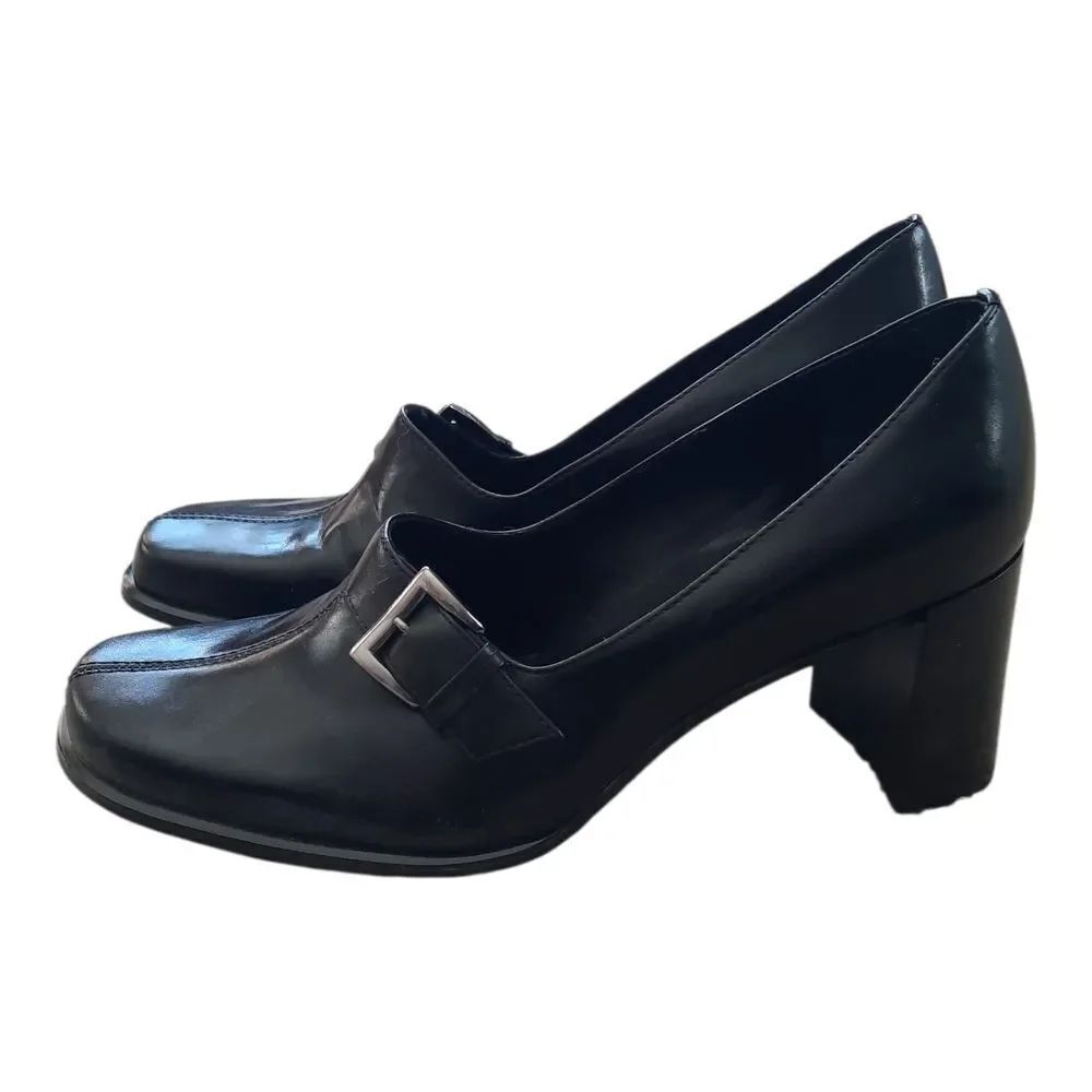 Franco Sarto Black Heeled Loafers